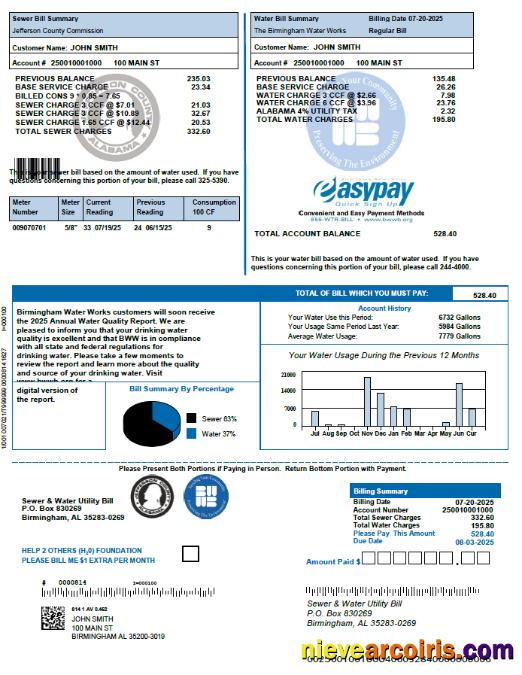 United Kingdom The Birmingham Water Works utility bill